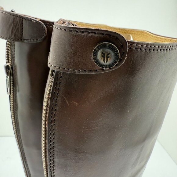 Frye Melissa Button Back Zip Tall Riding Boots Women’s 6M Dark Brown Leather - Picture 6 of 10
